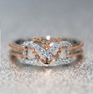 Infinity Symbol and Heart Rose Gold & Silver Ring